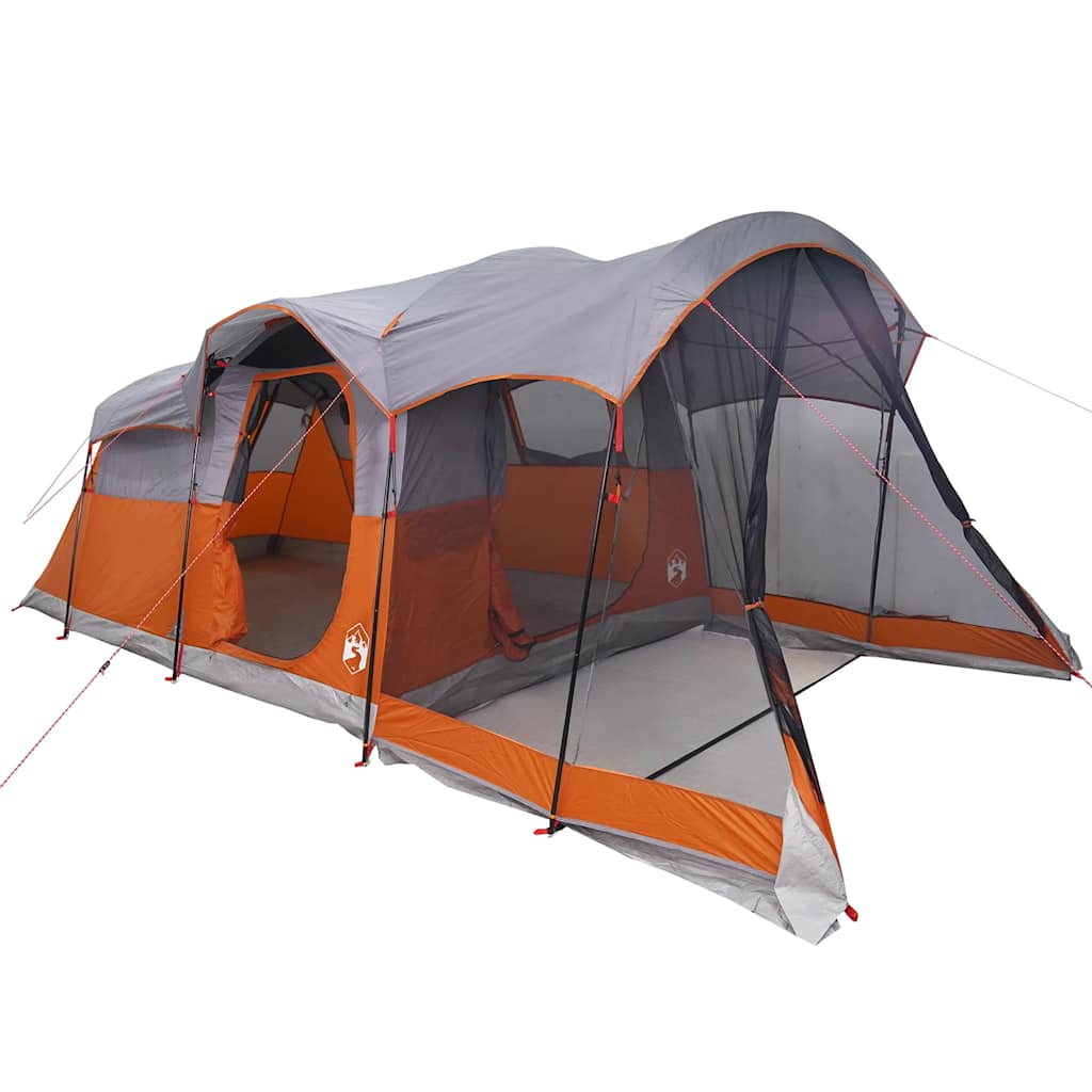 Tente familiale tunnel 8 personnes gris et orange imperméable Tentes vidaXL