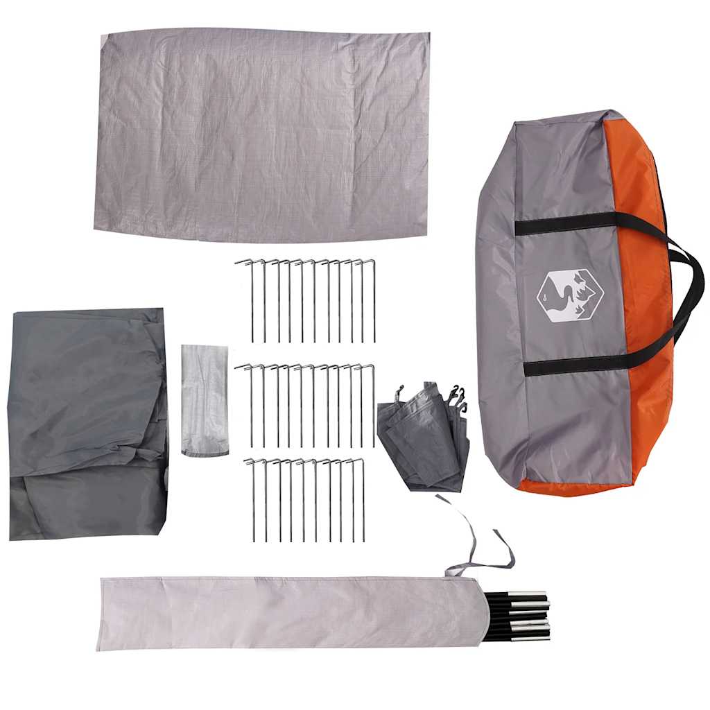 Tente familiale tunnel 8 personnes gris et orange imperméable Tentes vidaXL