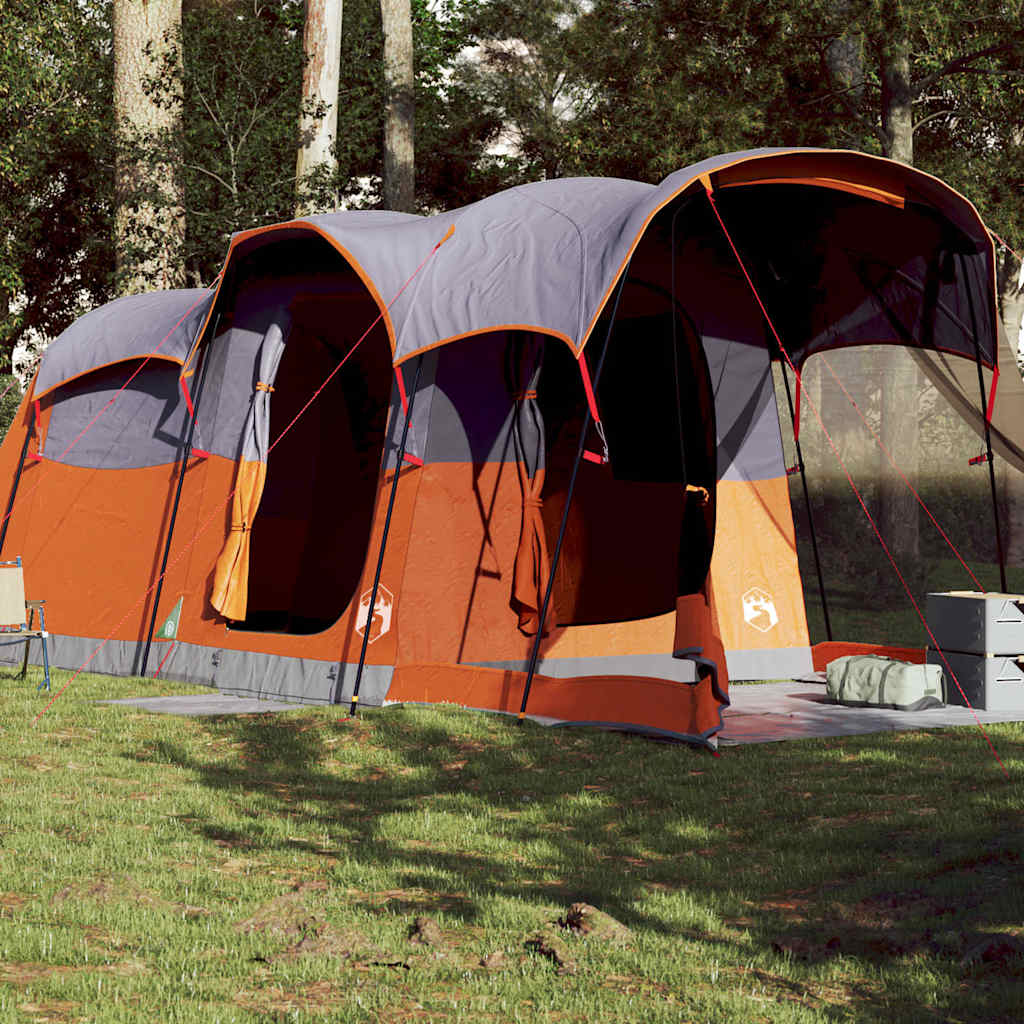 Tente familiale tunnel 8 personnes gris et orange imperméable Tentes vidaXL