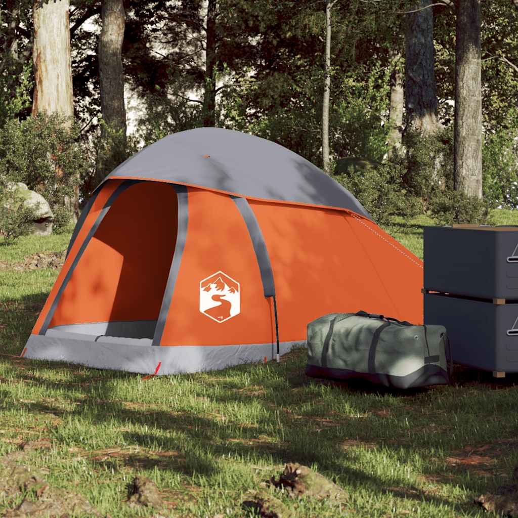 Tente de camping à dôme 1 personne gris et orange imperméable Tentes vidaXL