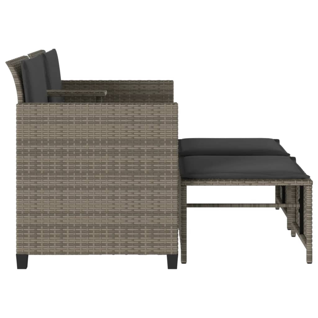 Canapé de jardin 2 places avec table et tabourets gris rotin Salons de jardin vidaXL