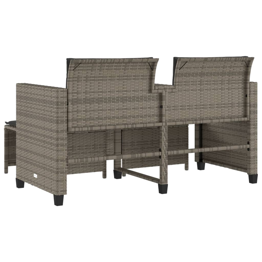 Canapé de jardin 2 places avec table et tabourets gris rotin Salons de jardin vidaXL