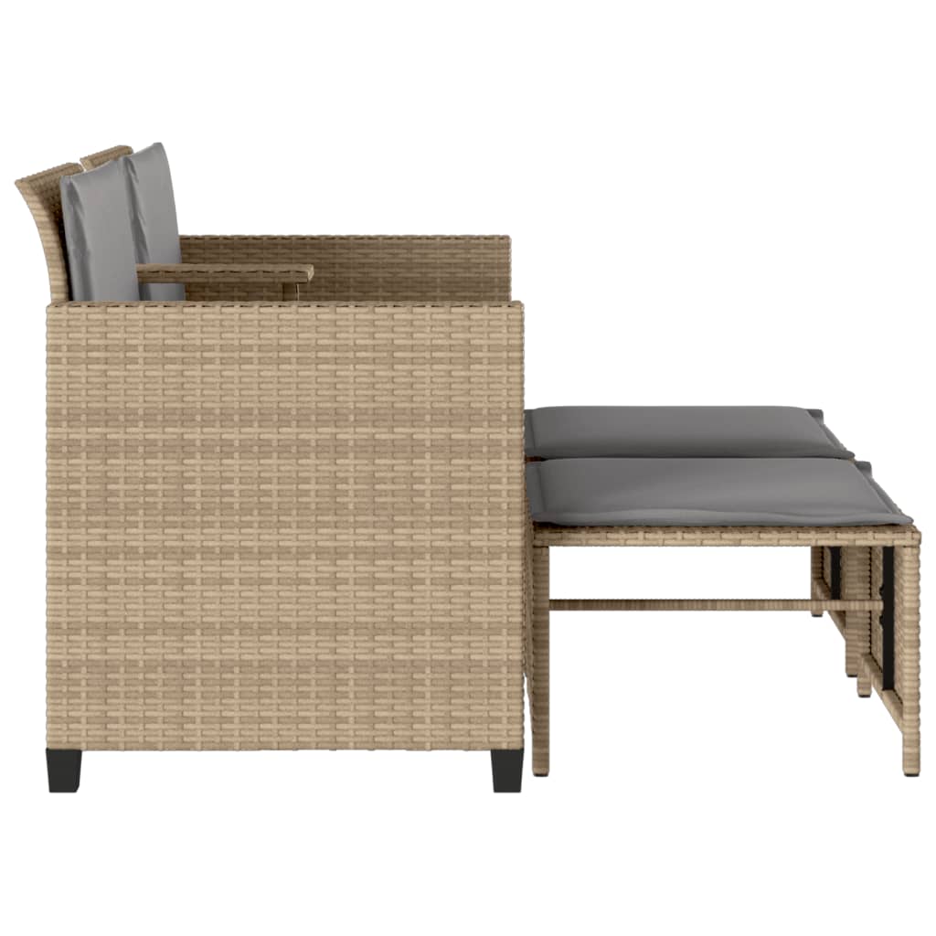 Canapé de jardin 2 places avec table et tabourets beige rotin Salons de jardin vidaXL