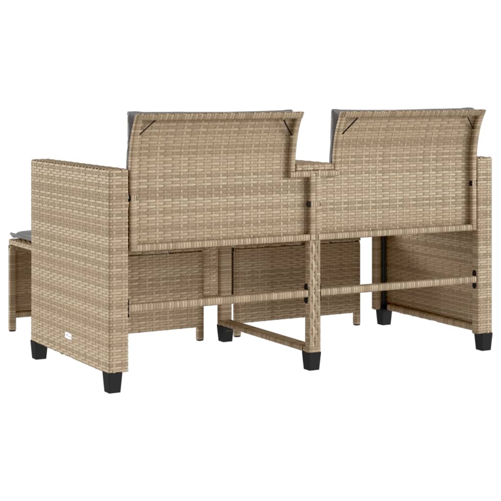 Canapé de jardin 2 places avec table et tabourets beige rotin Salons de jardin vidaXL