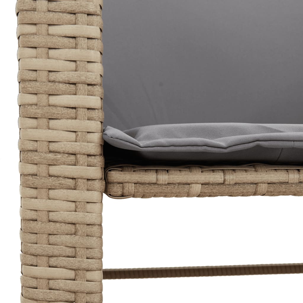 Canapé de jardin 2 places avec table et tabourets beige rotin Salons de jardin vidaXL
