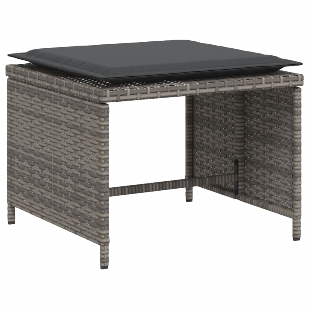 Chaise de jardin avec tabouret gris résine tressée Salons de jardin vidaXL