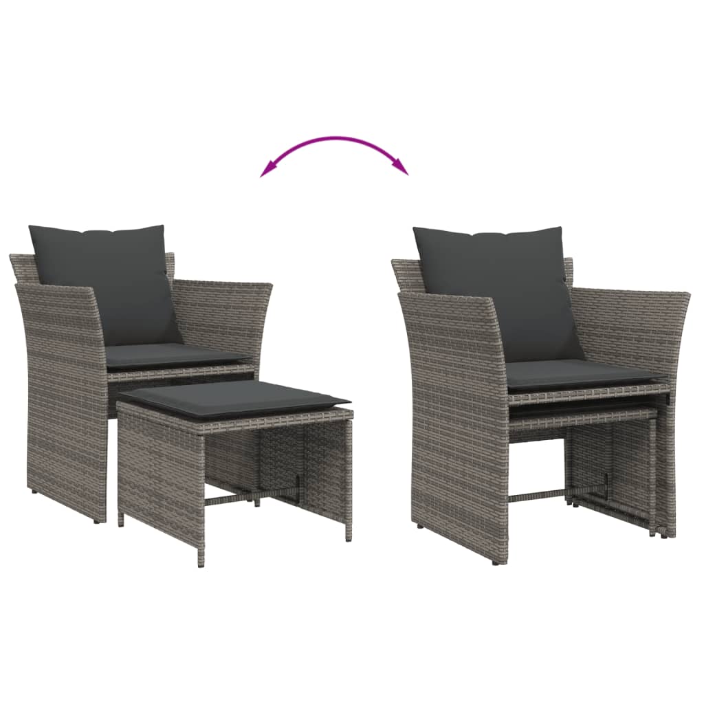 Chaise de jardin avec tabouret gris résine tressée Salons de jardin vidaXL