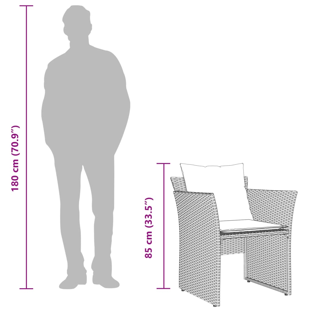 Chaise de jardin avec tabouret gris résine tressée Salons de jardin vidaXL