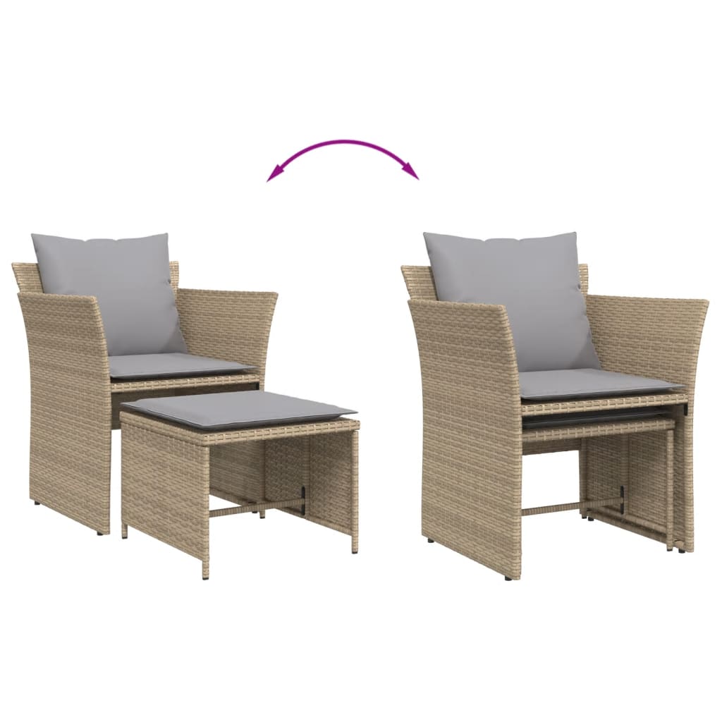 Chaise de jardin avec tabouret beige résine tressée - XIOS