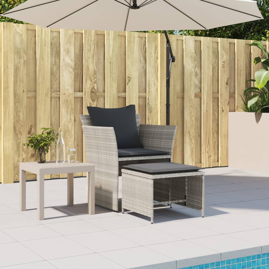 Chaise de jardin avec tabouret gris clair résine tressée - XIOS