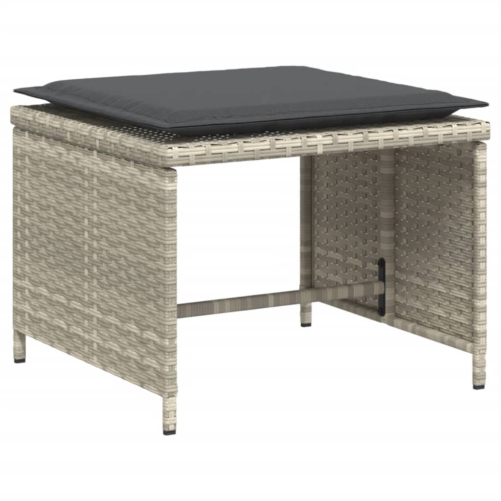 Chaise de jardin avec tabouret gris clair résine tressée - XIOS