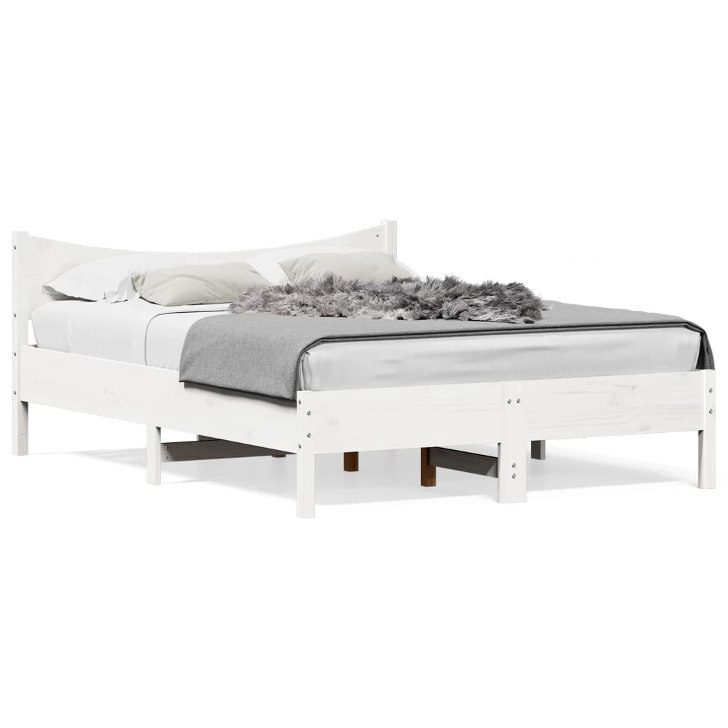 Cadre de lit sans matelas blanc 140x200 cm bois de pin massif - XIOS