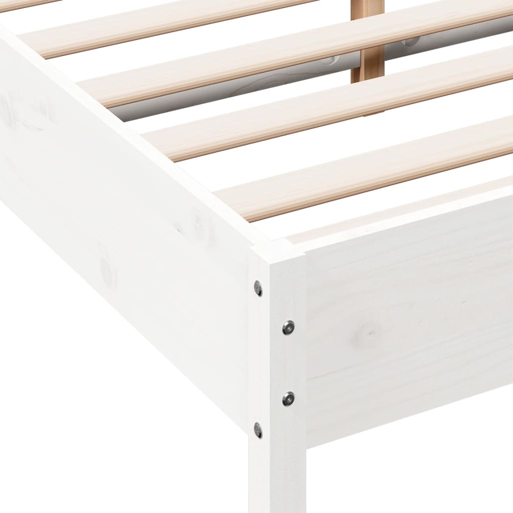 Cadre de lit sans matelas blanc 140x200 cm bois de pin massif - XIOS
