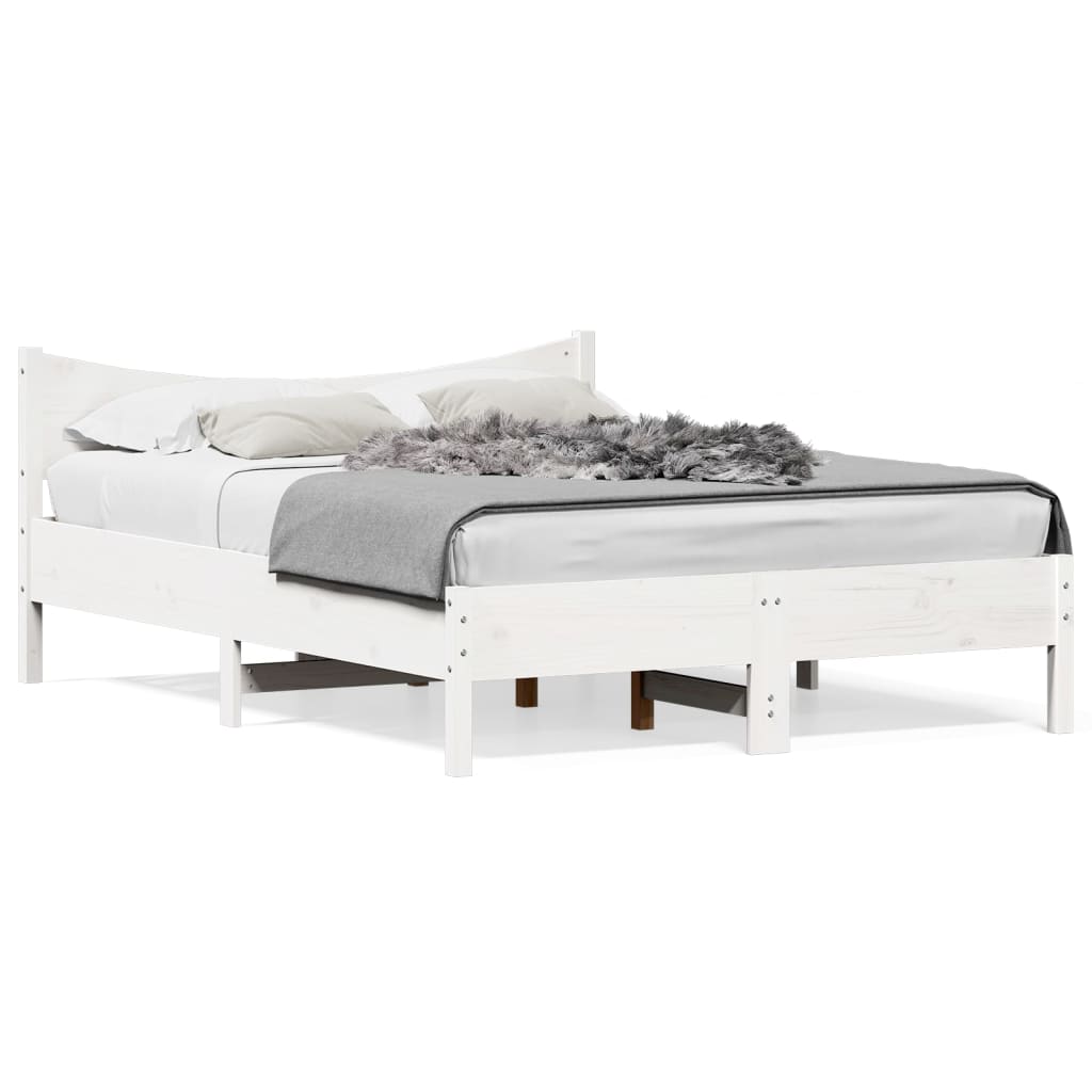 Cadre de lit sans matelas blanc 120x200 cm bois de pin massif - XIOS