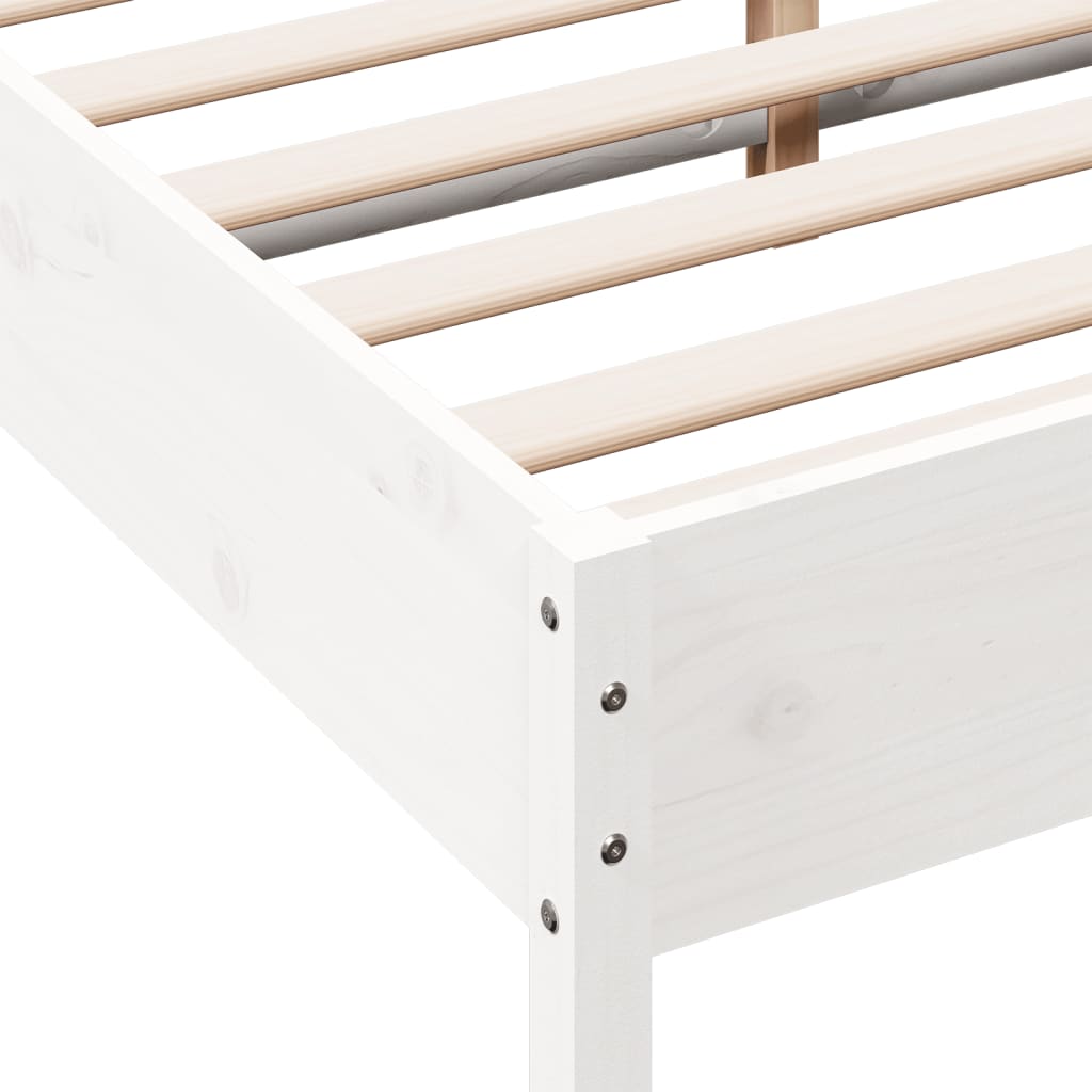 Cadre de lit sans matelas blanc 120x200 cm bois de pin massif - XIOS