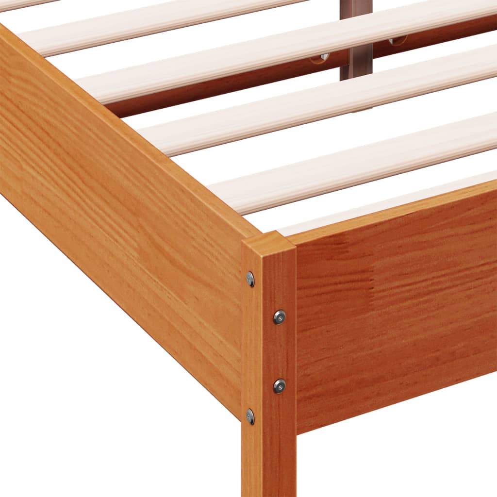 Cadre de lit sans matelas cire marron 120x200cm bois pin massif - XIOS