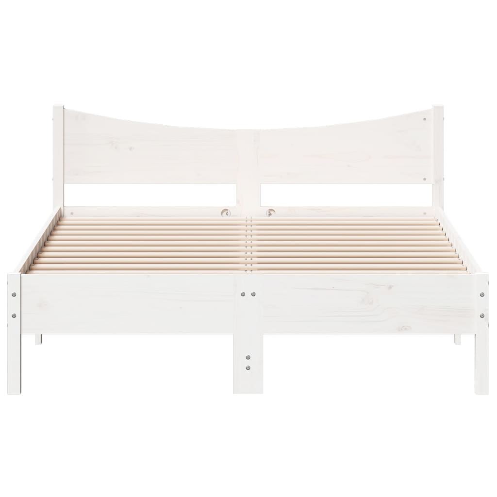 Cadre de lit sans matelas blanc 140x190 cm bois de pin massif - XIOS
