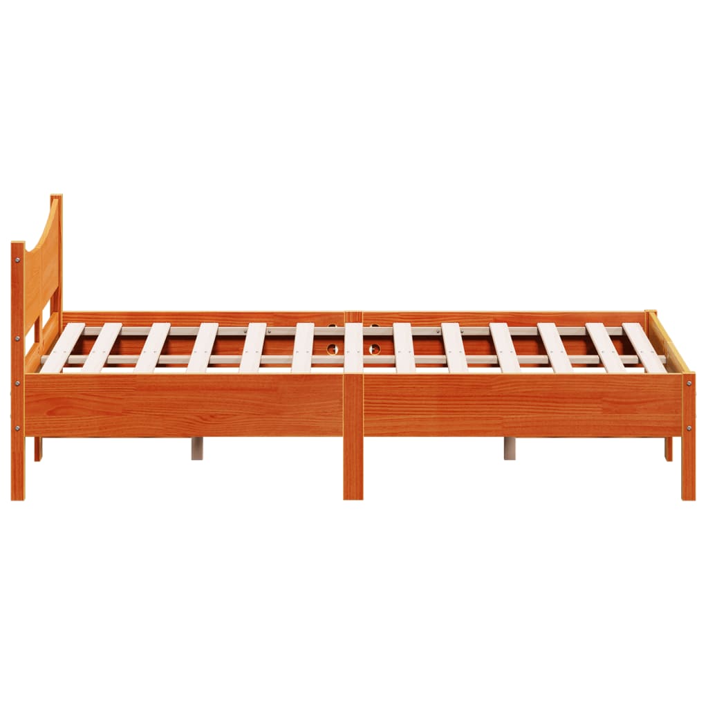 Cadre de lit sans matelas cire marron 140x190cm bois pin massif - XIOS