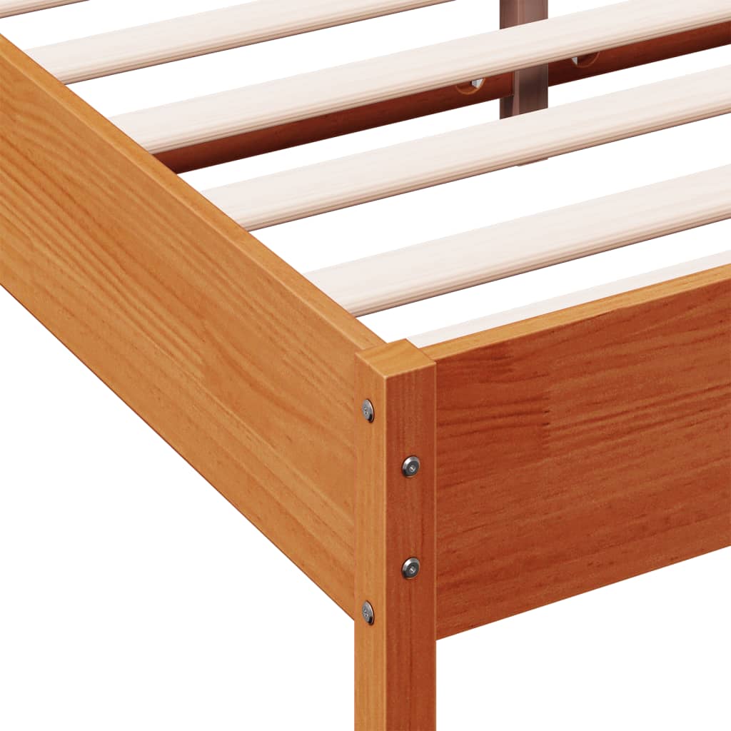 Cadre de lit sans matelas cire marron 140x190cm bois pin massif - XIOS