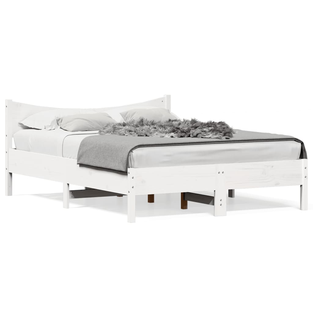 Cadre de lit sans matelas blanc 135x190 cm bois de pin massif - XIOS