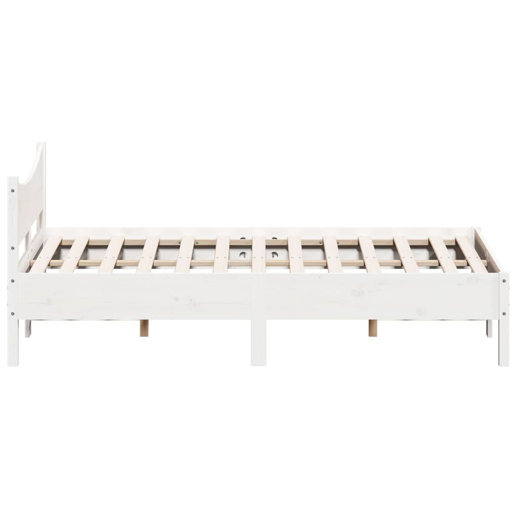 Cadre de lit sans matelas blanc 135x190 cm bois de pin massif - XIOS
