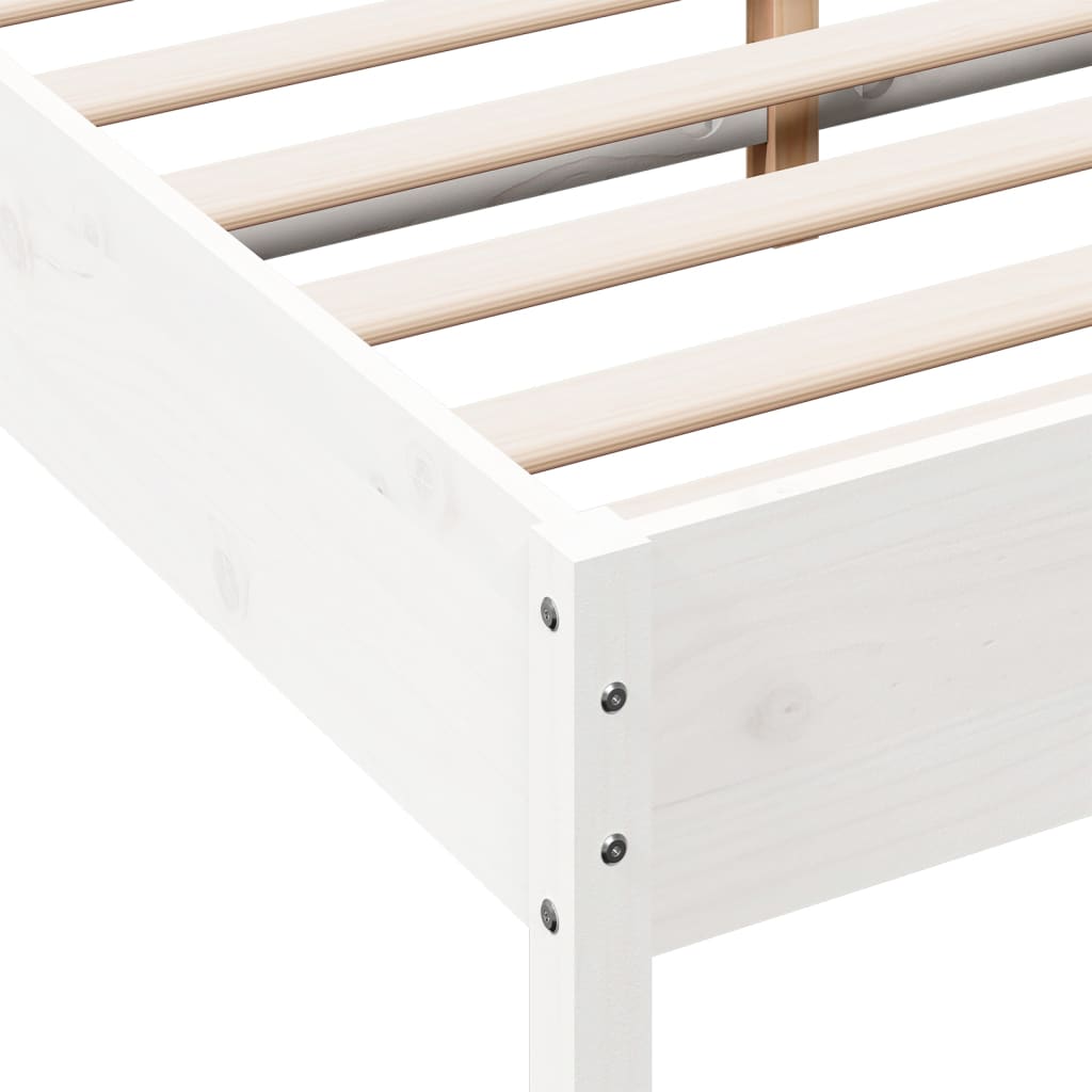 Cadre de lit sans matelas blanc 135x190 cm bois de pin massif - XIOS