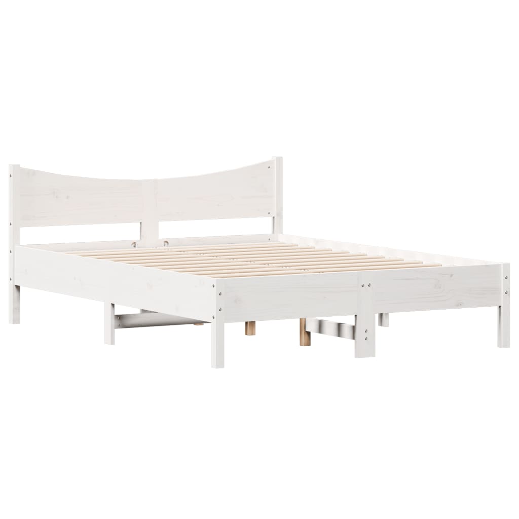 Cadre de lit sans matelas blanc 120x190 cm bois de pin massif - XIOS