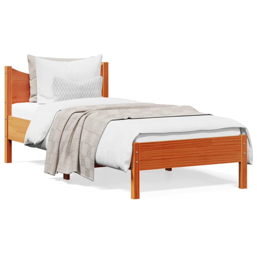 Cadre de lit sans matelas cire marron 75x190 cm bois pin massif - XIOS