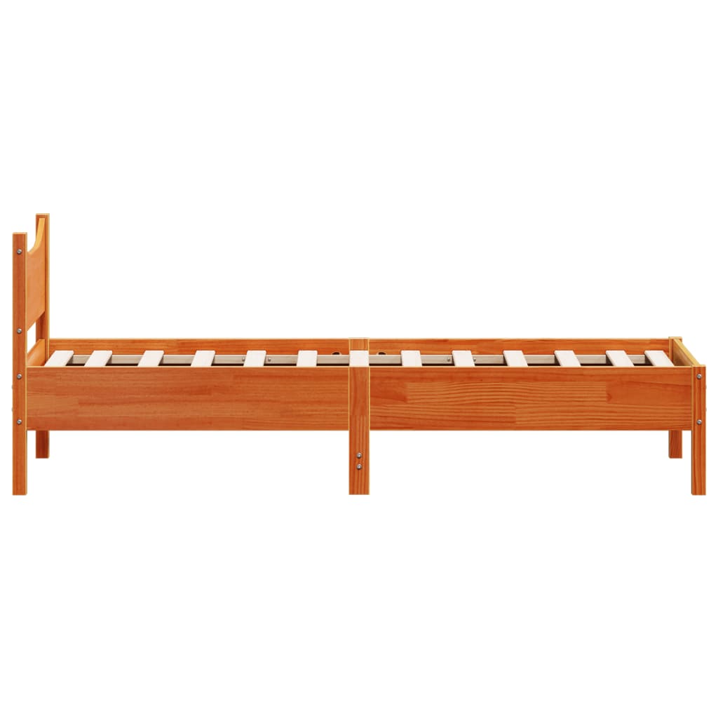 Cadre de lit sans matelas cire marron 75x190 cm bois pin massif - XIOS