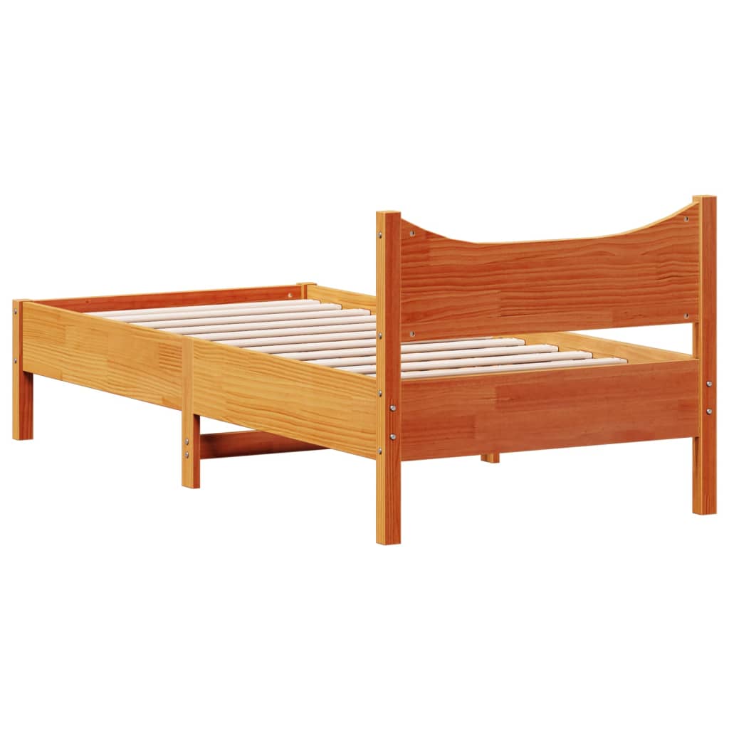 Cadre de lit sans matelas cire marron 75x190 cm bois pin massif - XIOS