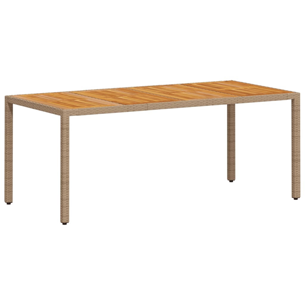 Table de jardin beige 190x90x75 cm résine tressée bois d'acacia Tables de jardin vidaXL