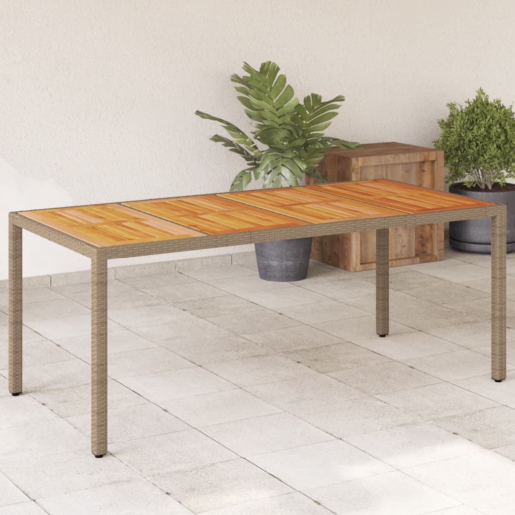 Table de jardin beige 190x90x75 cm résine tressée bois d'acacia Tables de jardin vidaXL