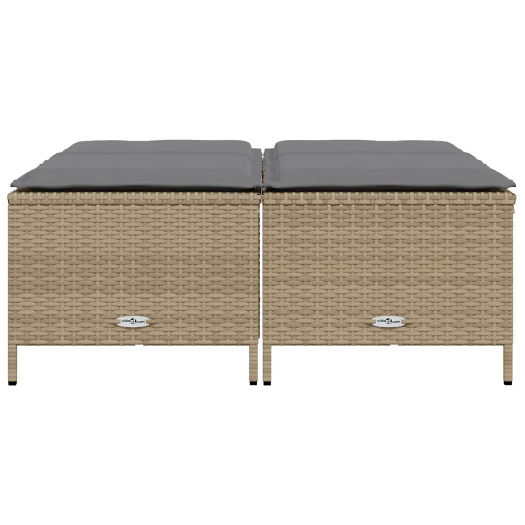 Tabourets de jardin avec coussins lot de 4 beige résine tressée Poufs d'extérieur vidaXL