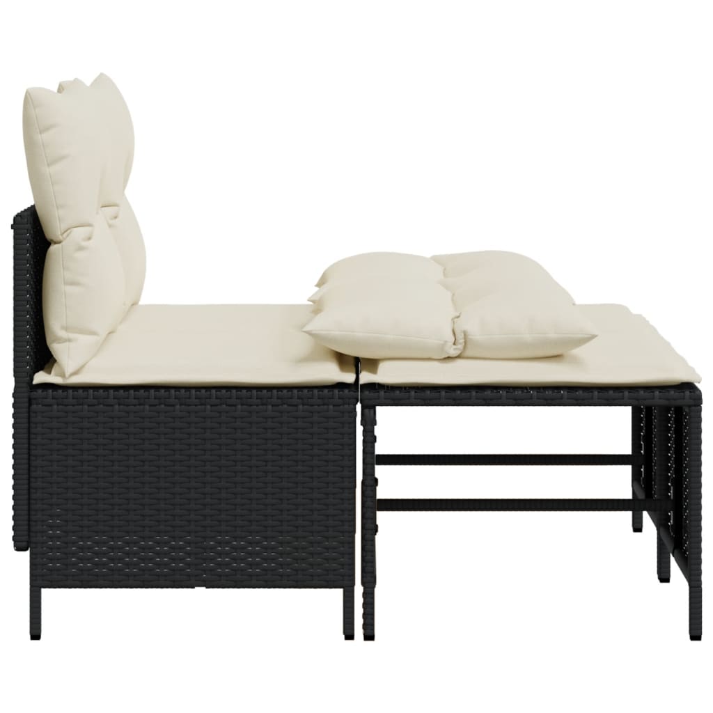 Salon de jardin 4 pcs avec coussins noir résine tressée - XIOS