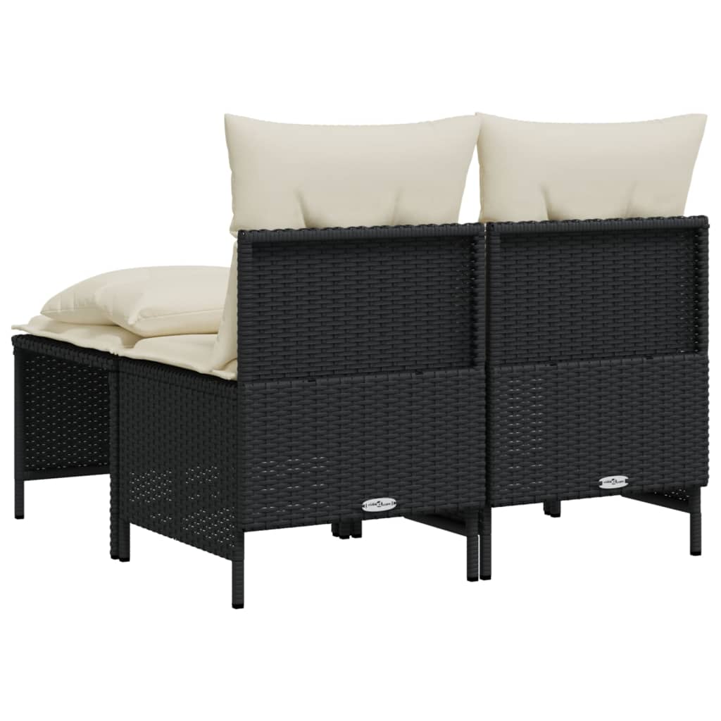 Salon de jardin 4 pcs avec coussins noir résine tressée - XIOS