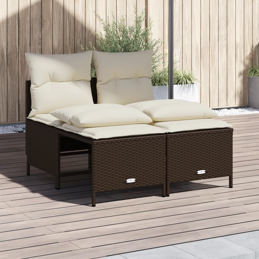 Salon de jardin 4 pcs avec coussins marron résine tressée - XIOS