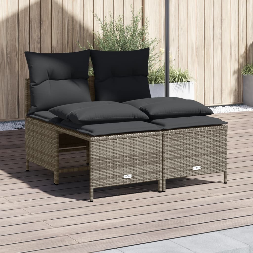 Salon de jardin 4 pcs avec coussins gris résine tressée - XIOS