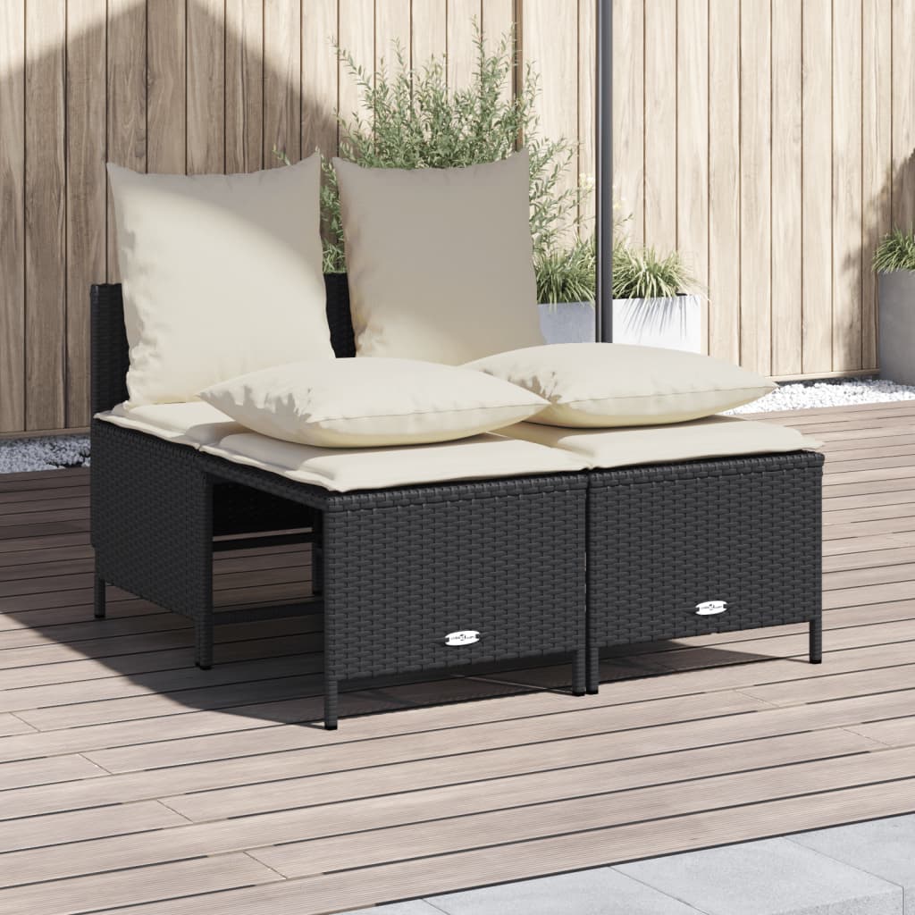Salon de jardin 4 pcs avec coussins noir résine tressée - XIOS