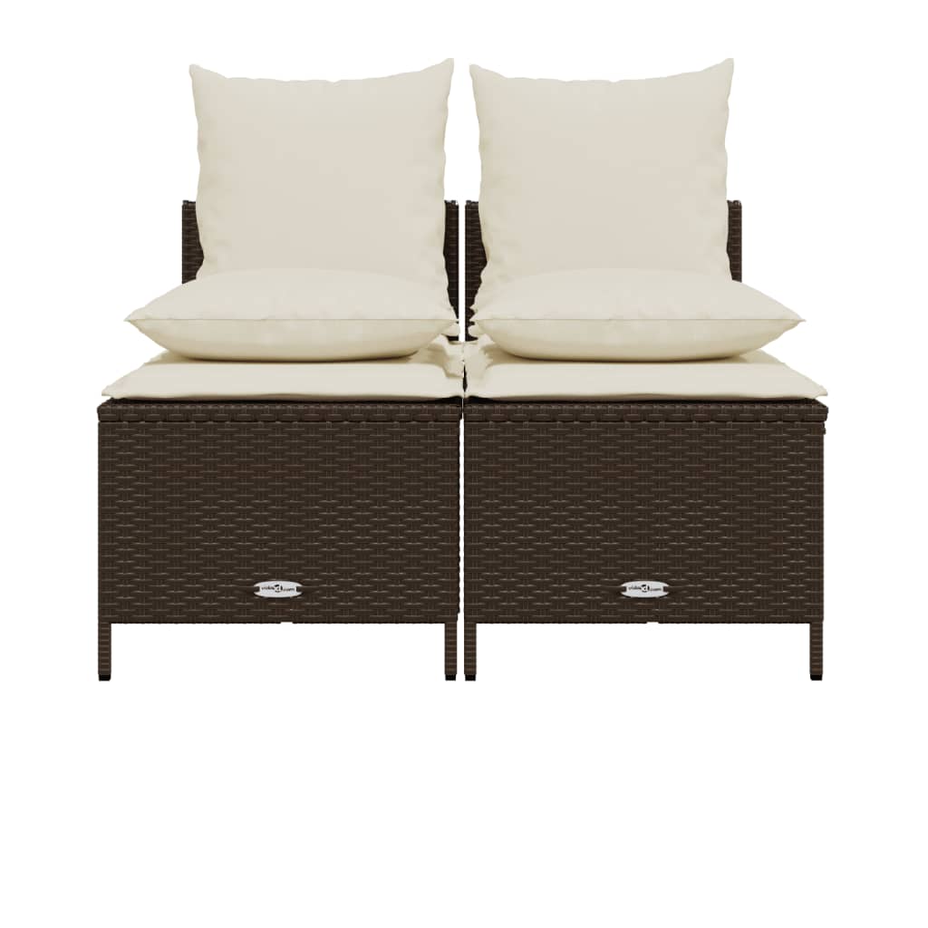Salon de jardin 4 pcs avec coussins marron résine tressée - XIOS