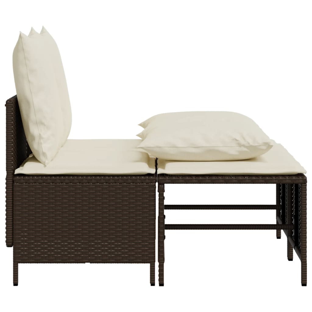 Salon de jardin 4 pcs avec coussins marron résine tressée - XIOS