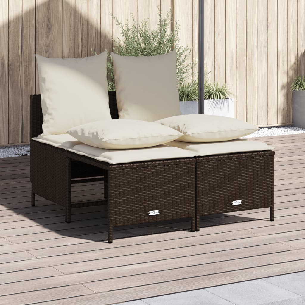 Salon de jardin 4 pcs avec coussins marron résine tressée - XIOS