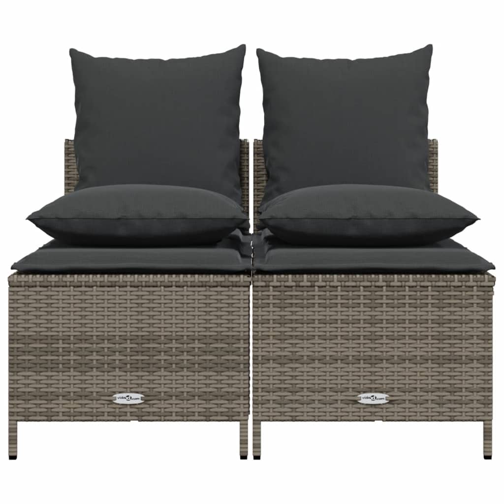 Salon de jardin 4 pcs avec coussins gris résine tressée Salons de jardin vidaXL