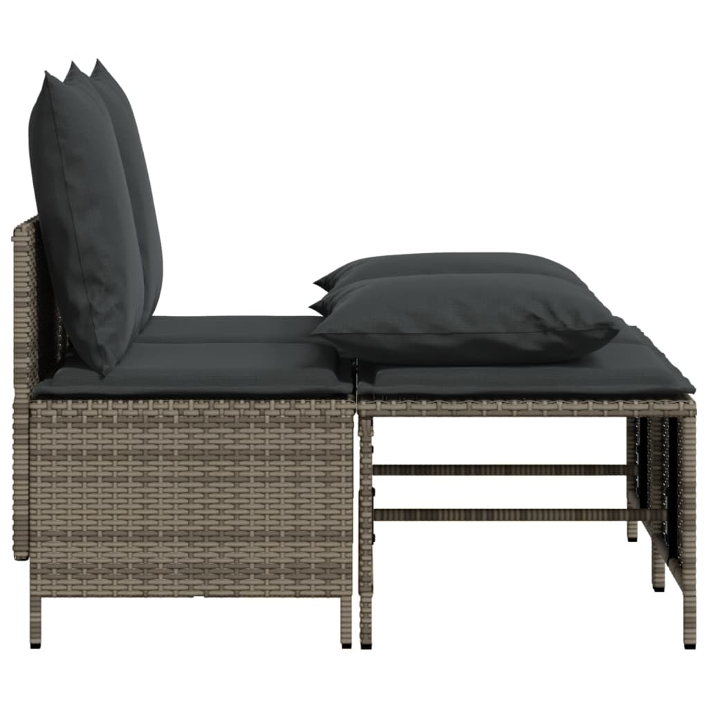 Salon de jardin 4 pcs avec coussins gris résine tressée Salons de jardin vidaXL