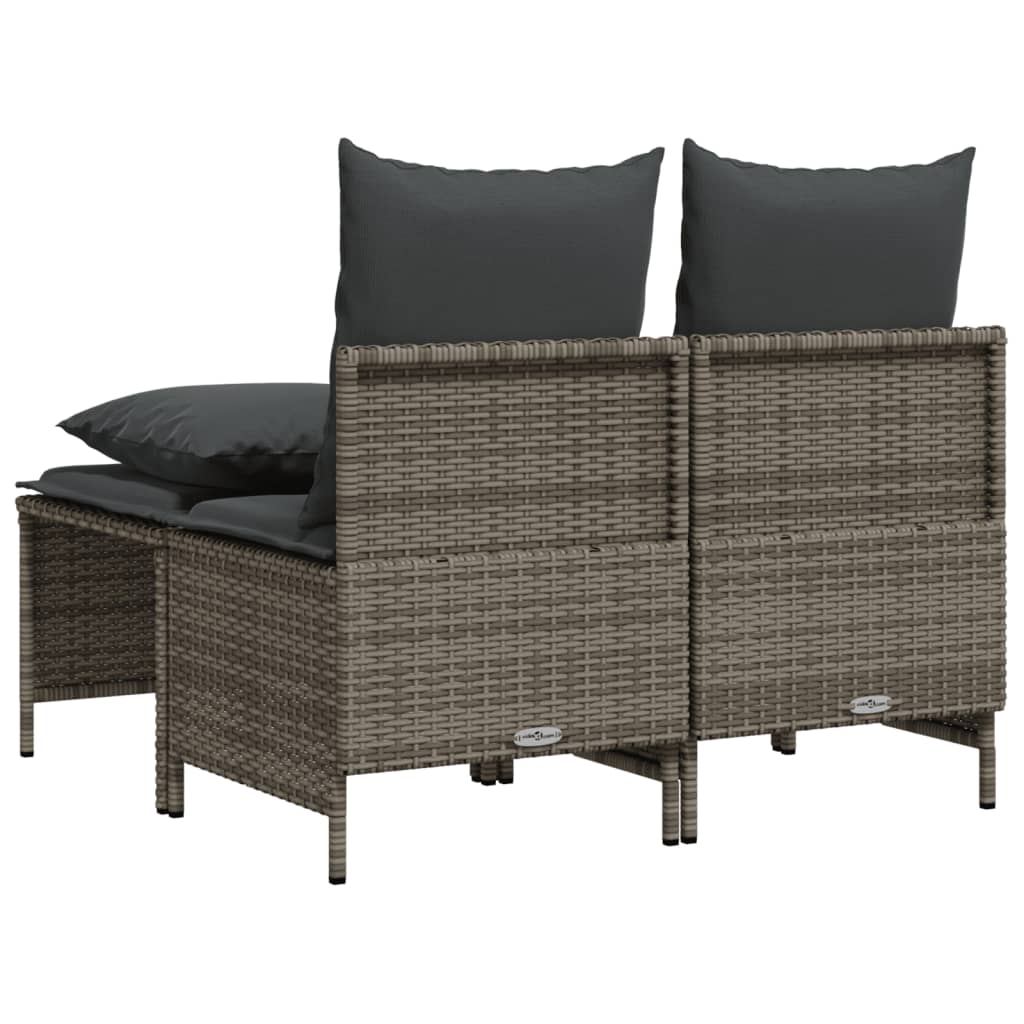 Salon de jardin 4 pcs avec coussins gris résine tressée Salons de jardin vidaXL
