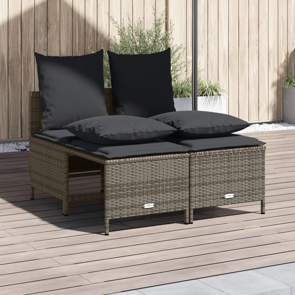 Salon de jardin 4 pcs avec coussins gris résine tressée Salons de jardin vidaXL