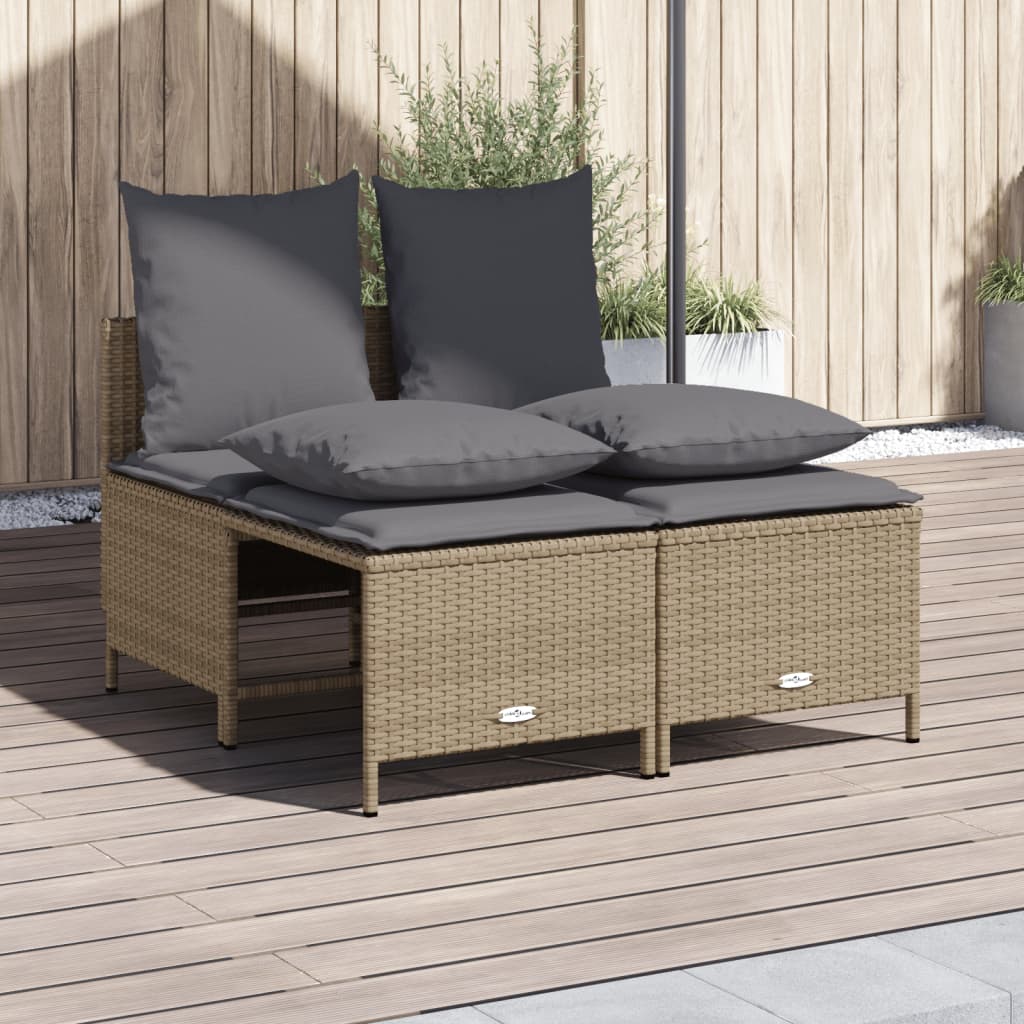 Salon de jardin avec coussins 4 pcs beige résine tressée - XIOS
