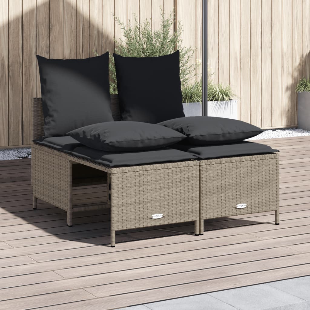 Salon de jardin 4 pcs avec coussins gris clair résine tressée - XIOS