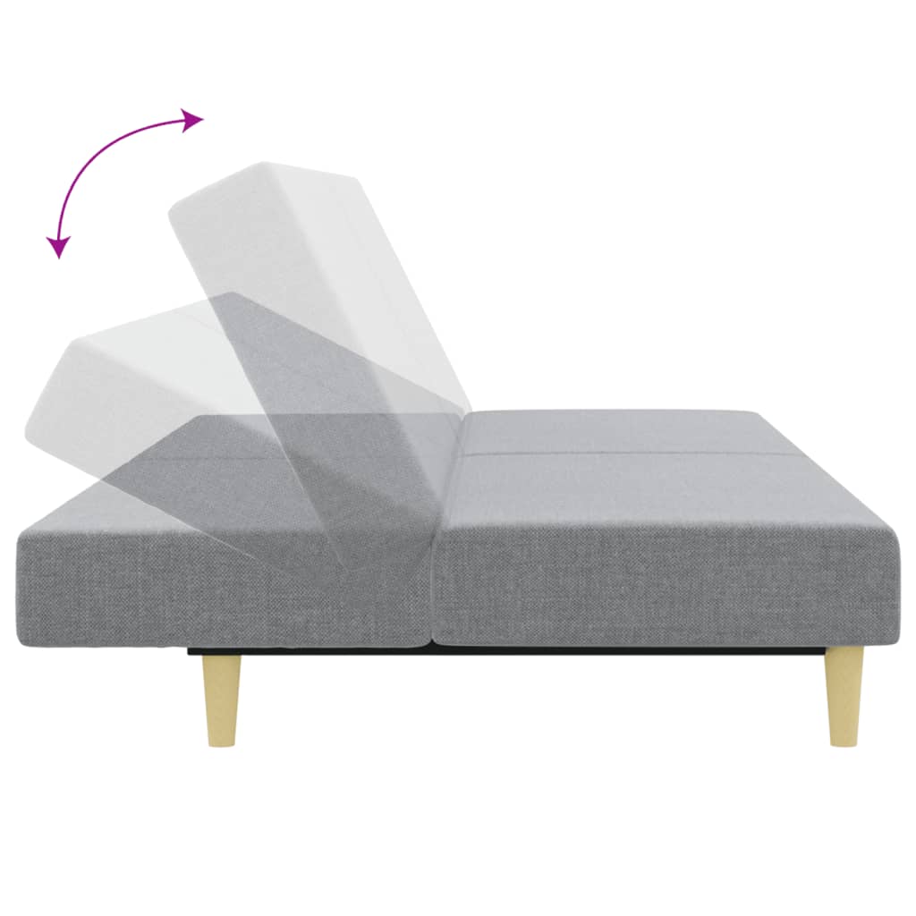Canapé-lit à 2 places avec repose-pied gris clair tissu - XIOS