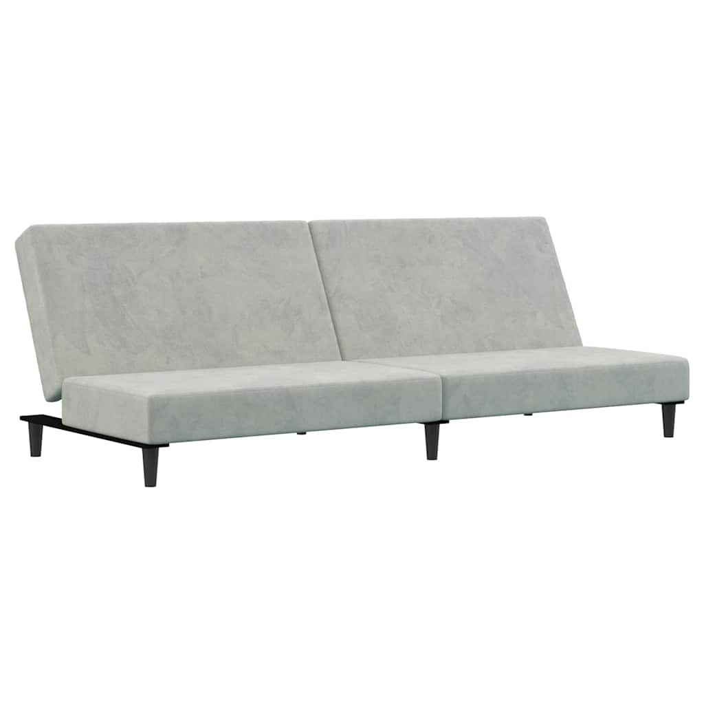 Canapé-lit à 2 places avec repose-pied gris clair velours - XIOS