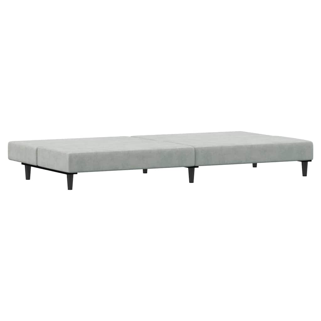 Canapé-lit à 2 places avec repose-pied gris clair velours - XIOS